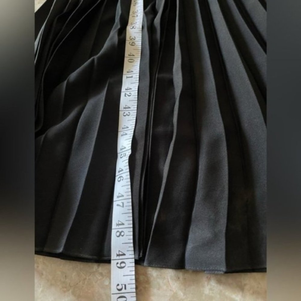 Sandro Black Pleated Midi Dress with Embroidered Panel - Picture 10 of 16